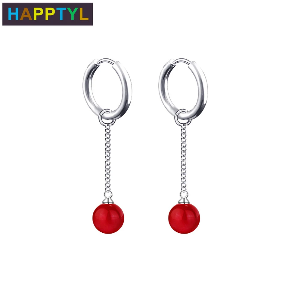 HAPPTYL 1 пара модные жемчужные серьги гвоздики/клипсы для ушей из титановой стали
