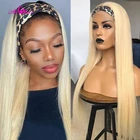 Парики из натуральных волос Блонд, 613, плотность парик с головной повязкой, 150%, прямые, бразильские, Реми, 613, розовые, на Клее, для чернокожих женщин
