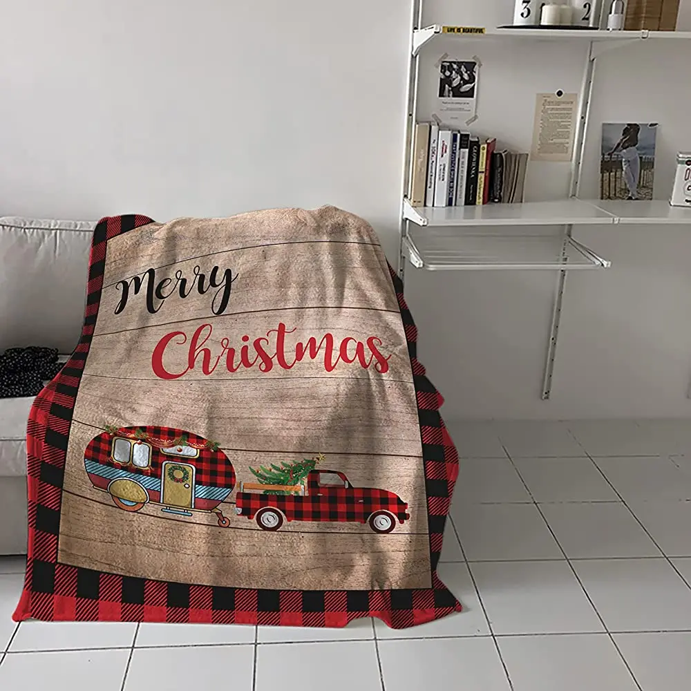 

Throw Blanket Christmas Holiday Blanket Flannel Fleece Plush Warm Blankets for Winter Home Sofa Decot