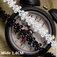 1 4cm white luxury white black cotton hollow out embroidery 3d flowers fabric lace collar trim ribbon diy apparel sewing decor