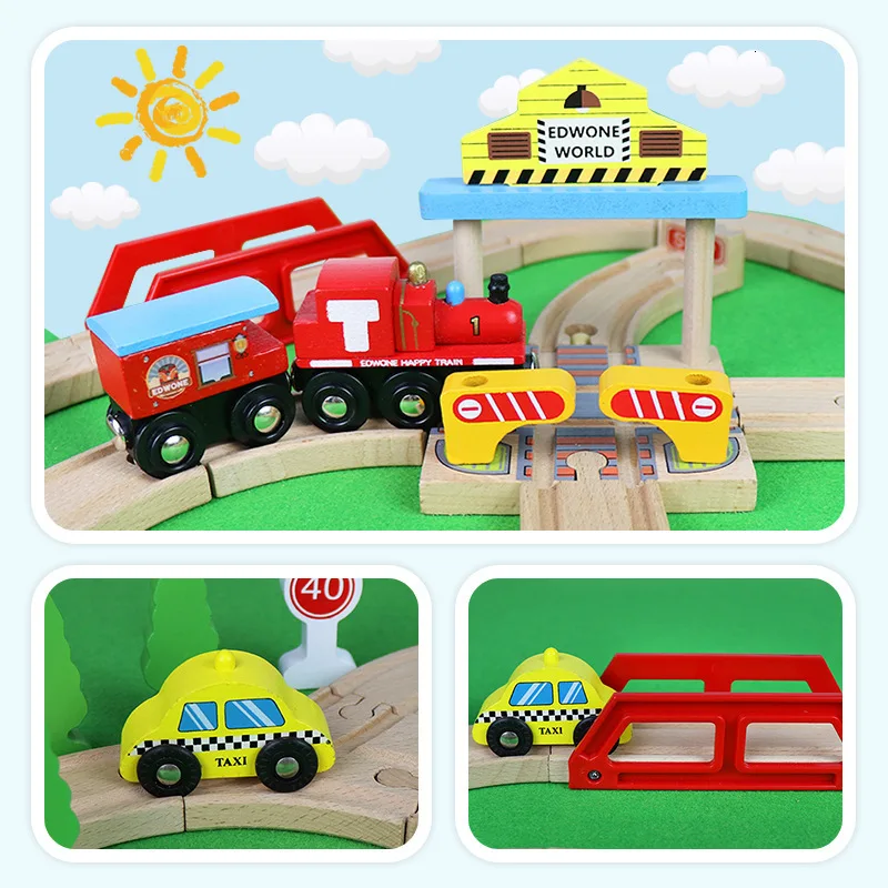 44 шт. деревянные железнодорожные треки игрушки гоночные поезда мостовые станции