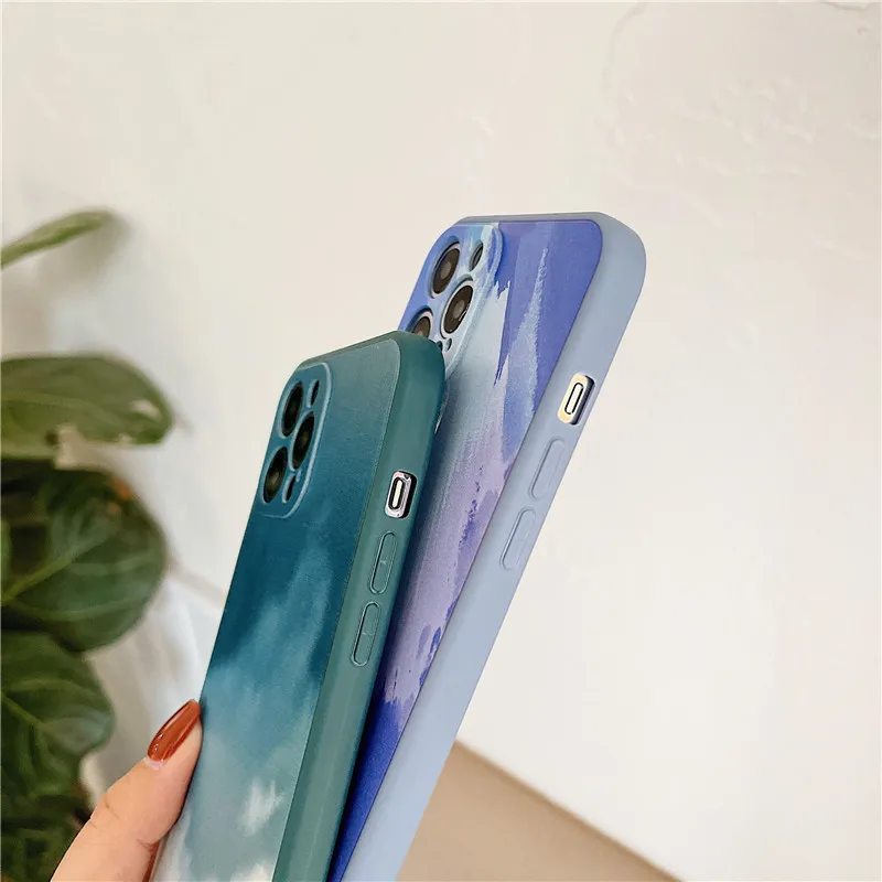 

Original Armor Ink Gradient Soft Phone Case For iPhone 12 11 Pro Xs Max XR X 6 7 8 Plus SE 12mini Color Rainbow Cover Protection
