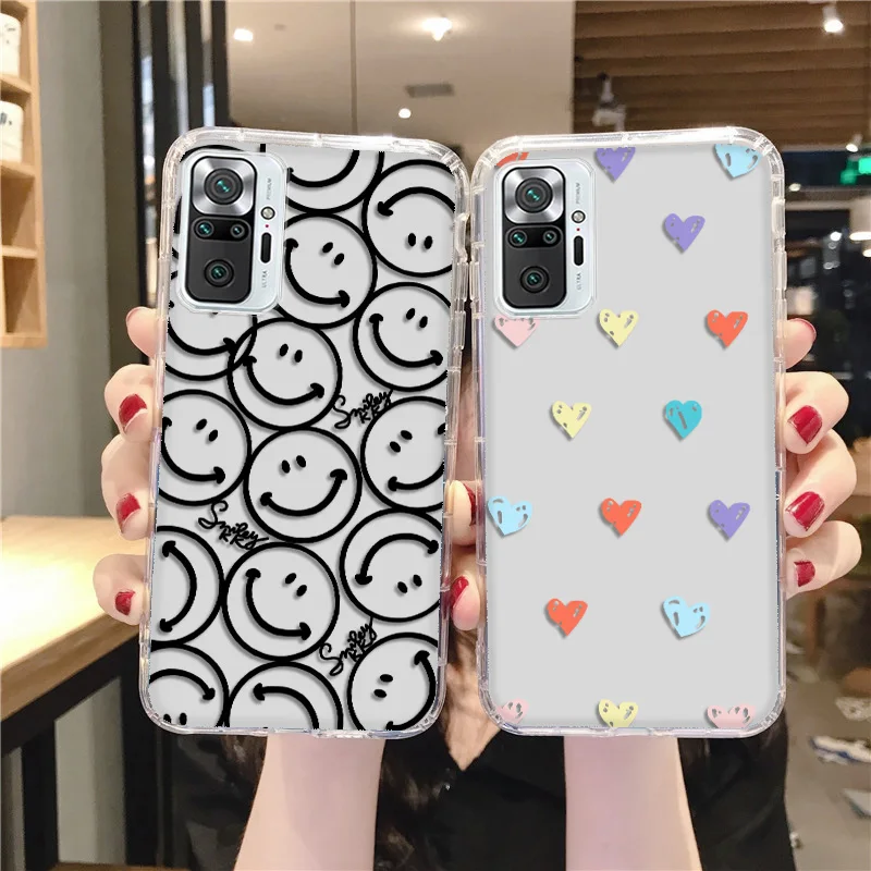 redmi note 10 pro case cute smiley clear case for xiaomi redmi note10 9 8 11 8t poco x3 pro gt m4 f3 9c nfc 7 9a 9t 10s 9s cover free global shipping