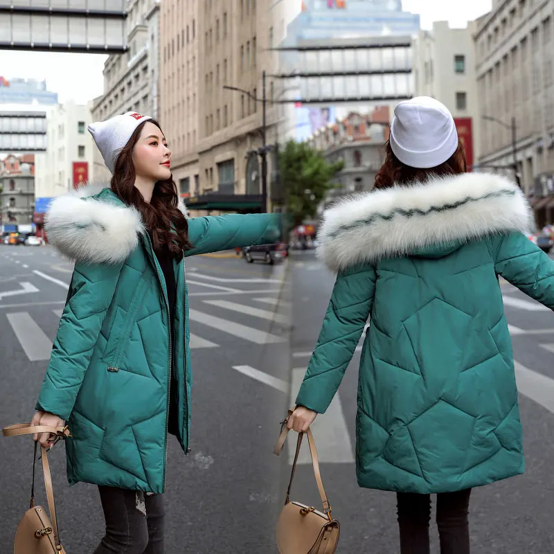 Шикарное длинное меховое пальто для женщин с капюшоном зимнее пуховое пекарни