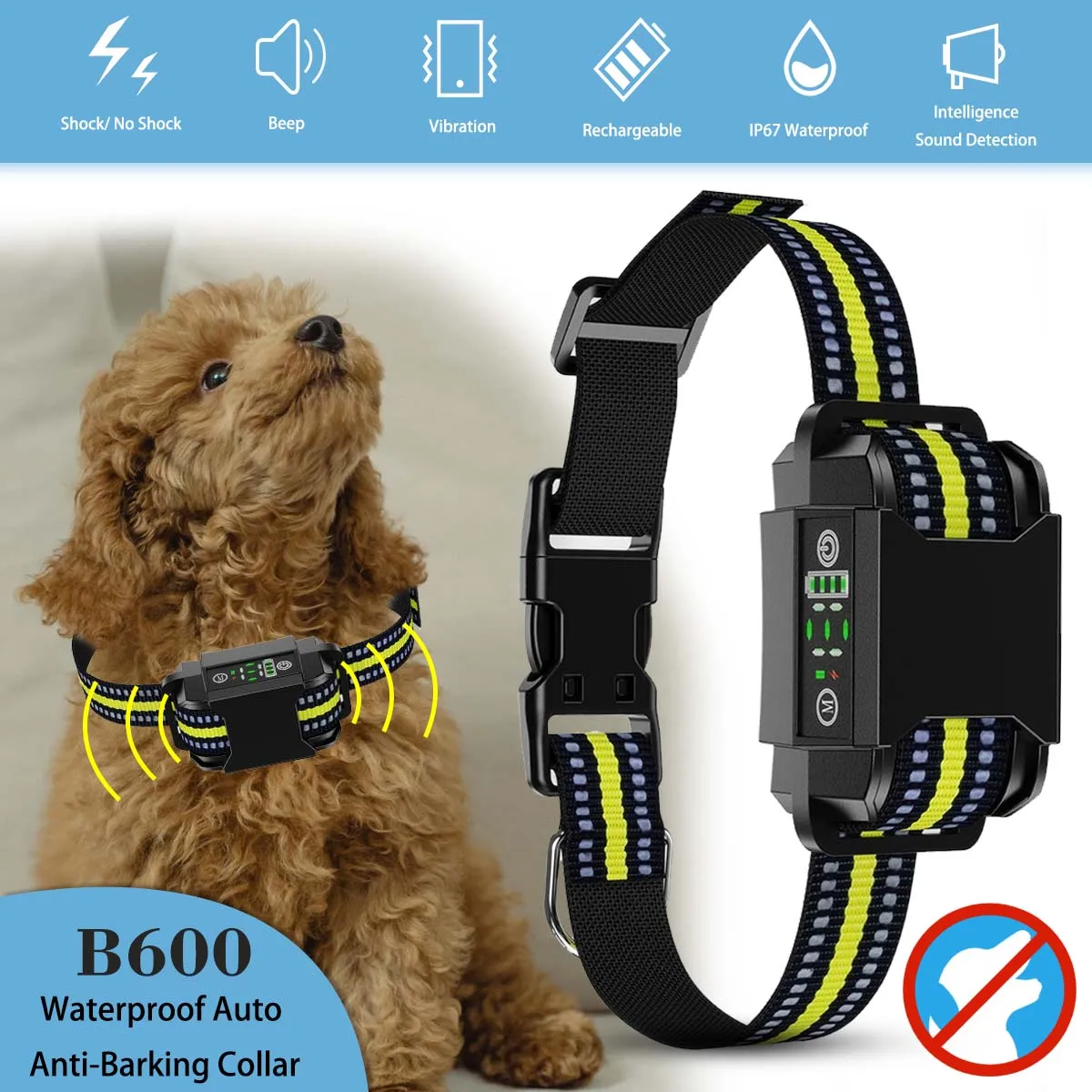 

Ошейник для дрессировки собак Safty, шоковый ошейник для маленьких, средних и больших собак, водонепроницаемый, Электрический светодиодный, п...