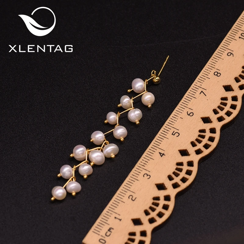 Xlentag серьги с натуральным пресноводным белым жемчугом длинные кисточки