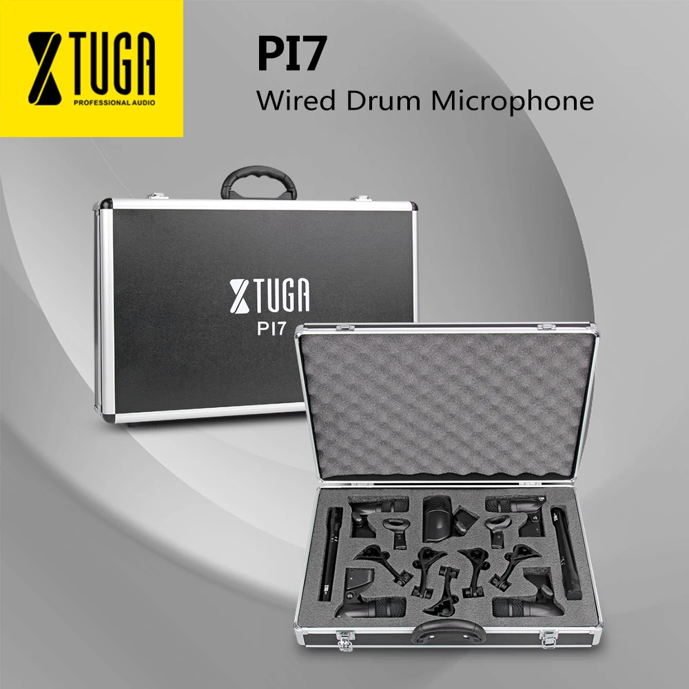 XTUGA PI7 Набор из 7 проводных динамических барабанных микрофонов(металл и пластик)-ударные басы, Том/Snare& тарелки набор микрофонов-использование для барабанов