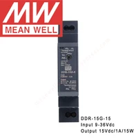 original mean well ddr 15g 15 din rail type dc dc converter meanwell 15v1a15w dc to dc power supply 9 36vdc input