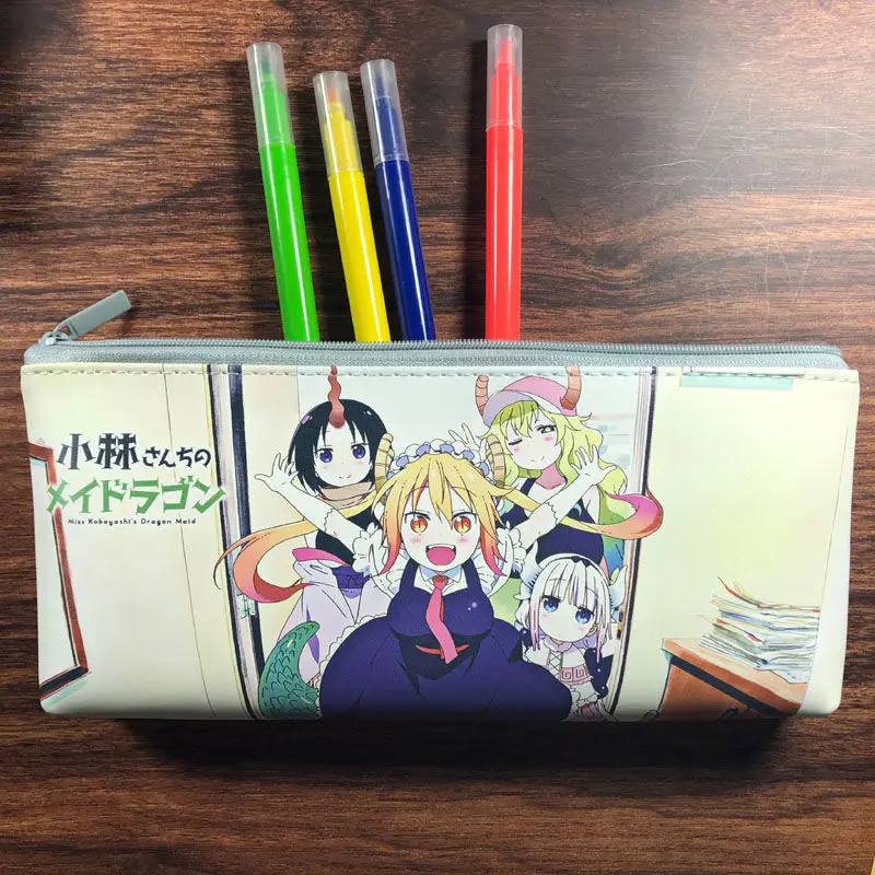 Miss Kobayashi's Dragon Maid Pencil Bags Tohru KannaKamui Anime Pouch Kawaii Bag Student Stationery Cases Cute | Канцтовары для