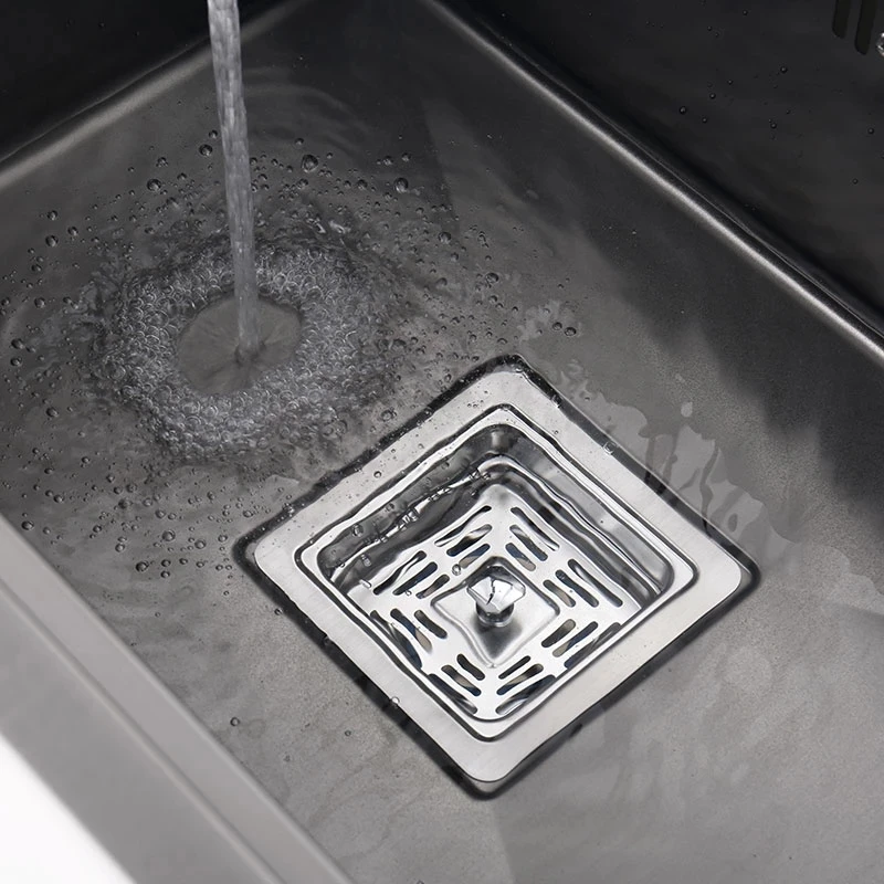 

Hidden Kitchen Sink Bowl Bar Stainless Steel Balcony Sink Concealed Black Bar Sink With Clean Water Tap Open Kitchen Sink