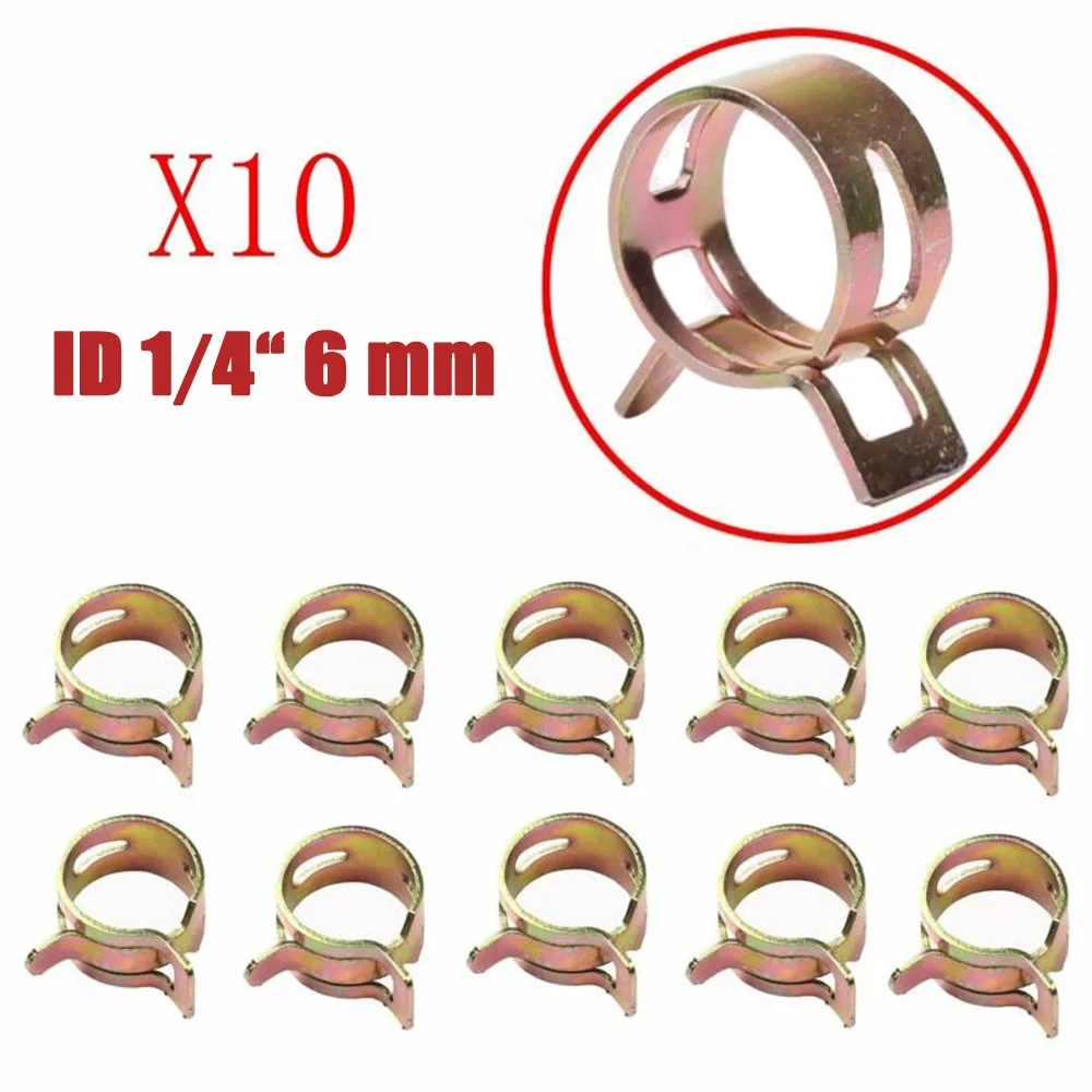 

For rubber hose Spring Clips ID 1/4\" 6 mm KIT Small Vacuum Fuel Oil Hose 10pcs/SET Line Band Clamp