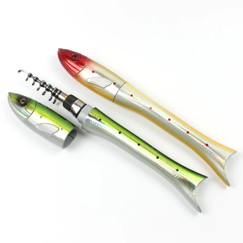 

1.6 m Fishing Rod Mini Pen Fishing Rod Portable Fish Shaped Carbon Telescopic Spinning Rod Casting Carp Fishing Pole