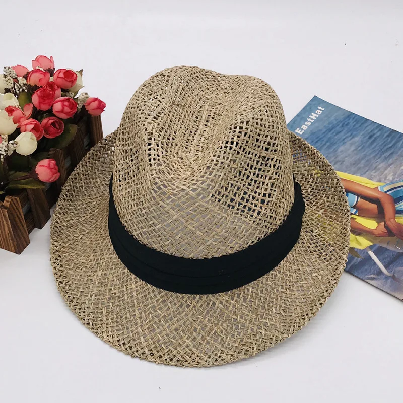 Шляпа мужская соломенная с вырезами Солнцезащитная Панама для отдыха и