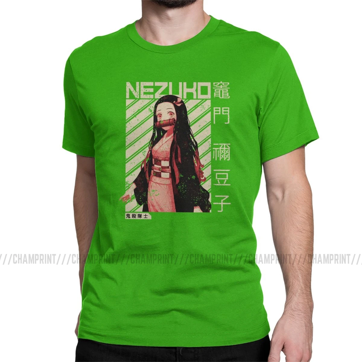 Demon Slayer Nezuko Kimetsu No Yaiba аниме футболка для мужчин креативная хлопковая футболка футболки с коротким рукавом топы с принтом - Цвет: Зеленый
