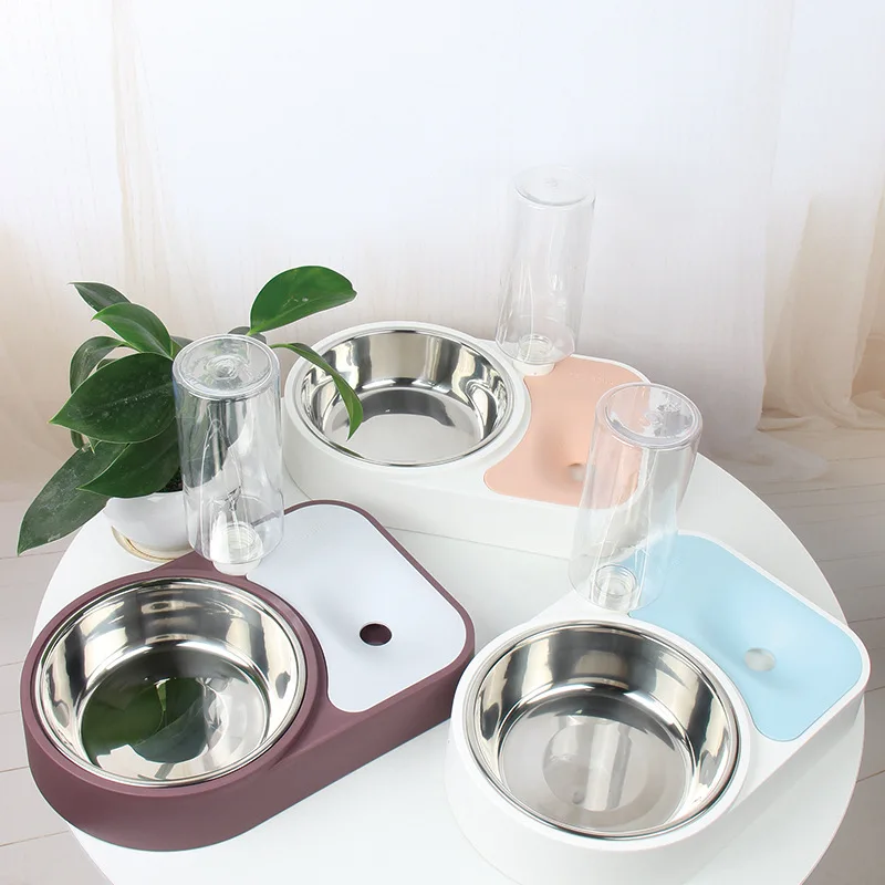 Наклонные двойные миски для кошек и еды, миски для воды для кошек, кормушки для собак, принадлежности для домашних животных с функцией хранения, защита шеи