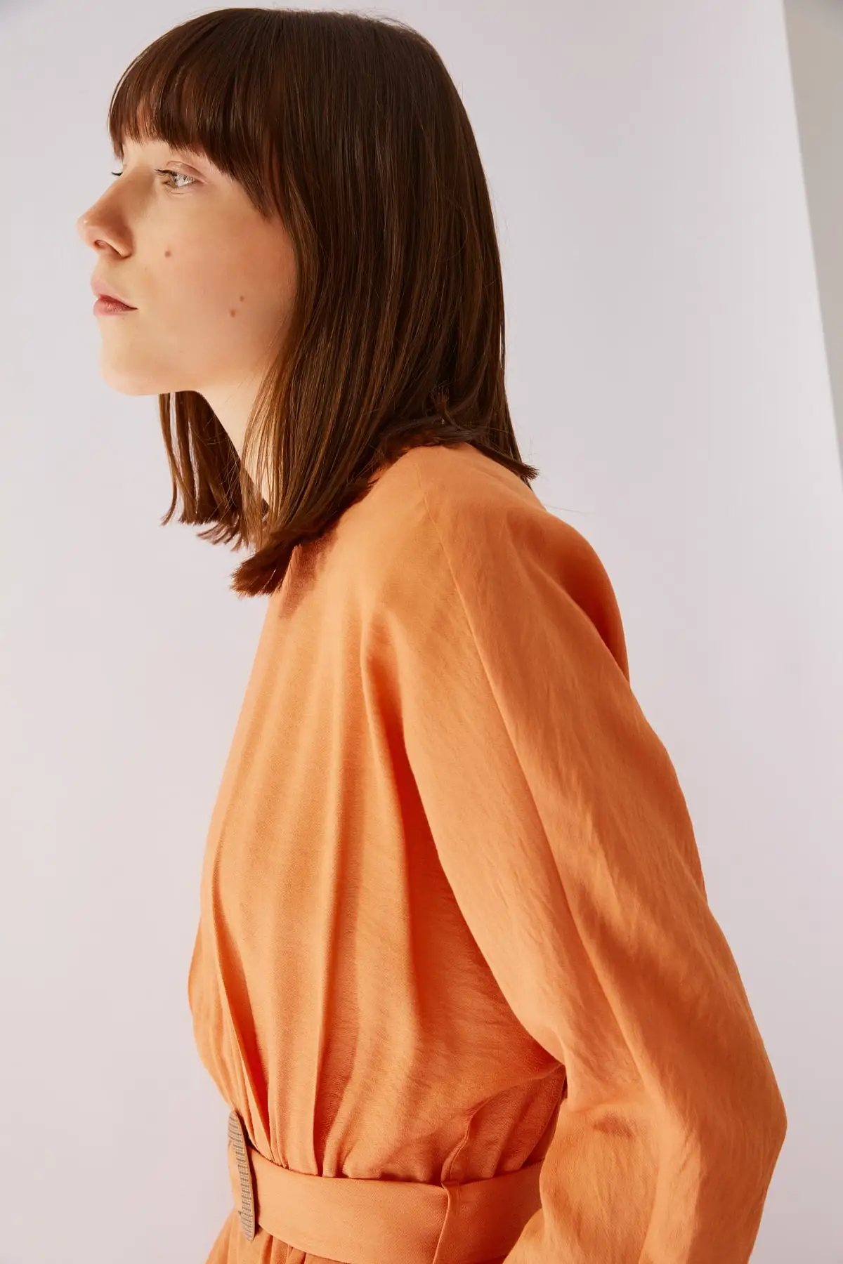 

Orange Belt Belt Advanced Pocket Detail Dress Fashion Muslim Women Hijab Dress