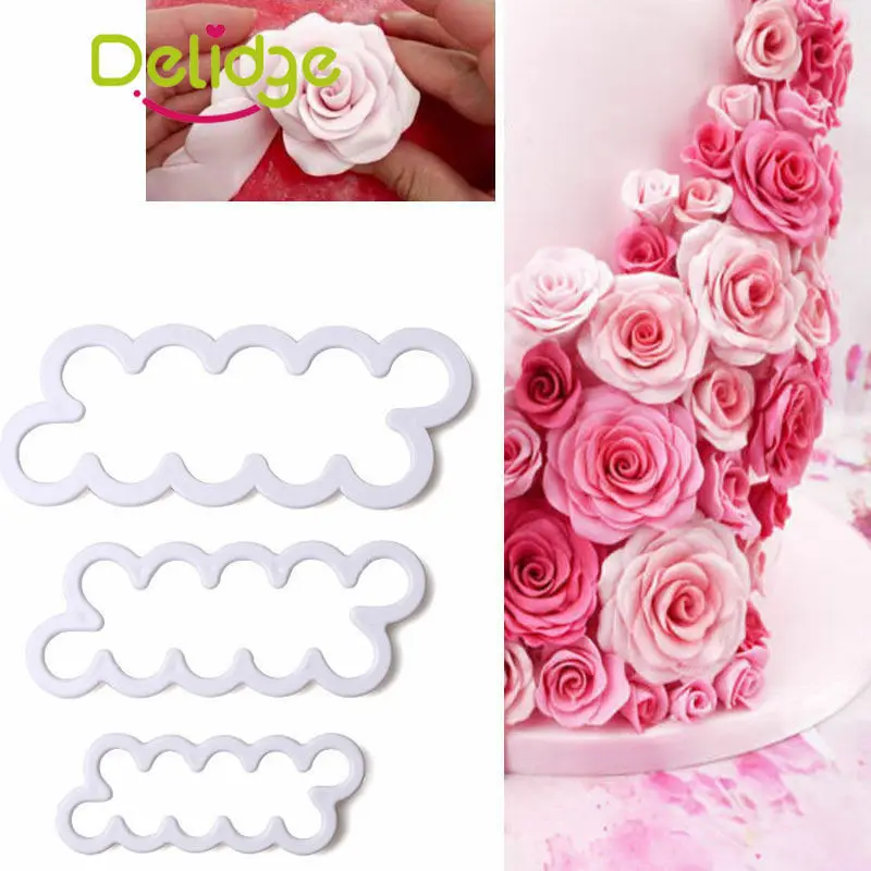 2020 Новые 3 шт/комплект Пластик 3D розы трафареты для нарезки печенья прессформы