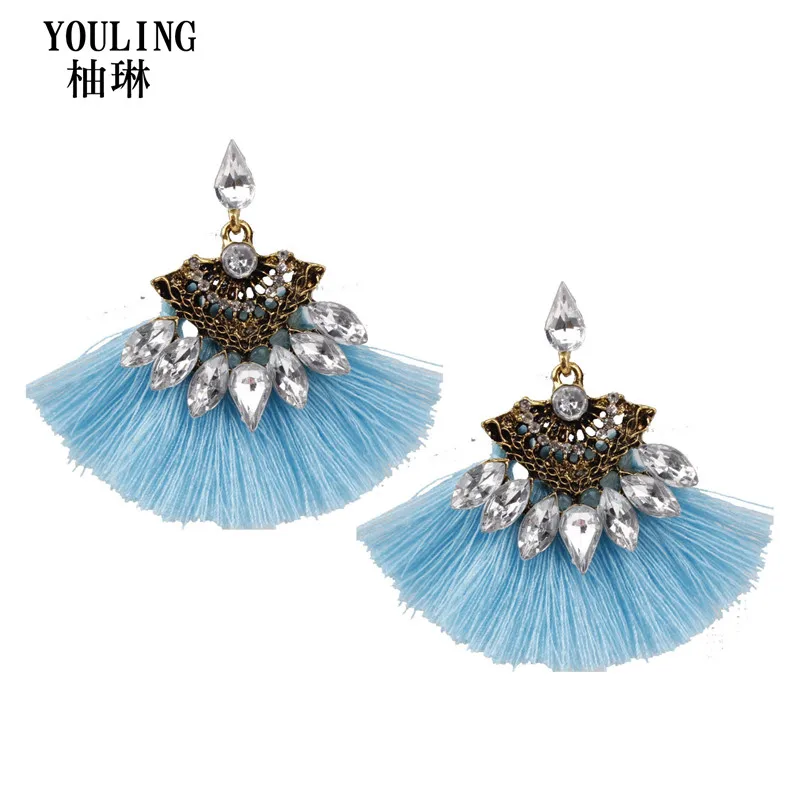 Серьги Стразы ручной работы в богемном стиле большие висячие серьги кисточки Za