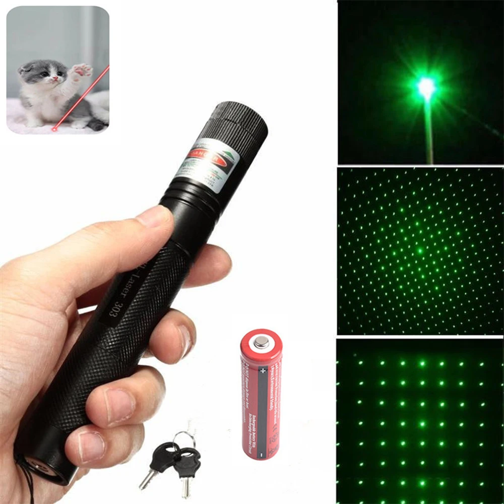 

High-Power Green Laser Flashlight Green Dot Cat Toy 1000m 532 Nm Adjustable Focus Laser Torch With Laser 303+18650 Battery