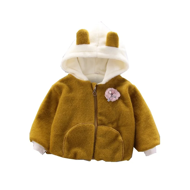 Детская утепленная куртка на молнии с капюшоном и мультяшным принтом|Куртки