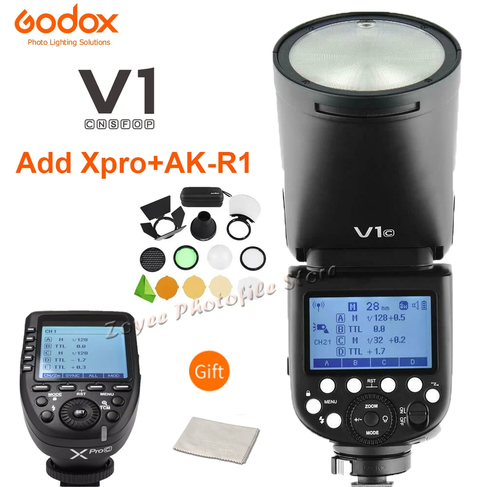 Godox V1 V1S/V1N/V1C/V1O/V1F TTL Li Ion круглая головка вспышка для Камеры Вспышка