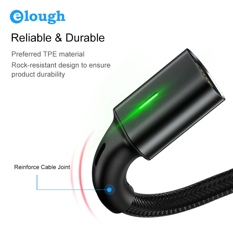 Elough 2 м Магнитный кабель usb type C кабель для iphone xr Micro usb кабель USB C шнур для зарядки телефона магнитное зарядное устройство для lightning Кабель Tipe c шнур для зарядки телефона