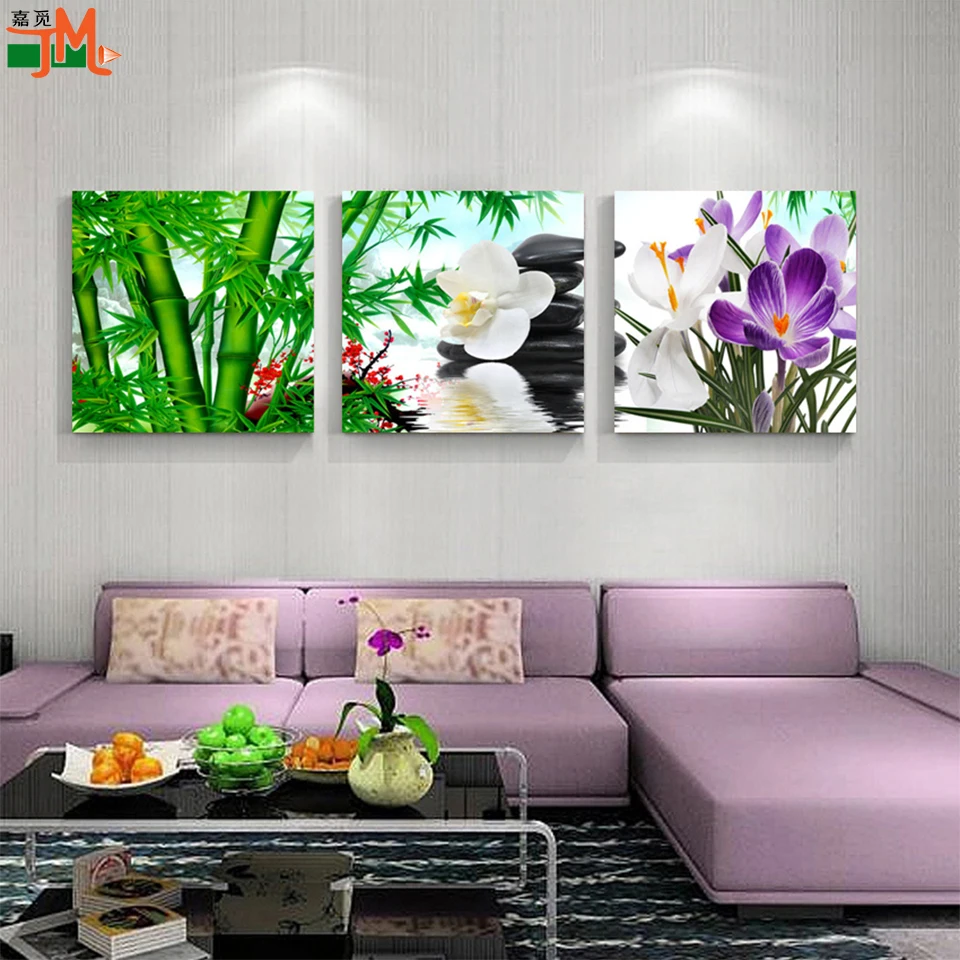 Алмазная 5D картина Новые поступления Триптих полная дрель DIY бамбук цветок спа