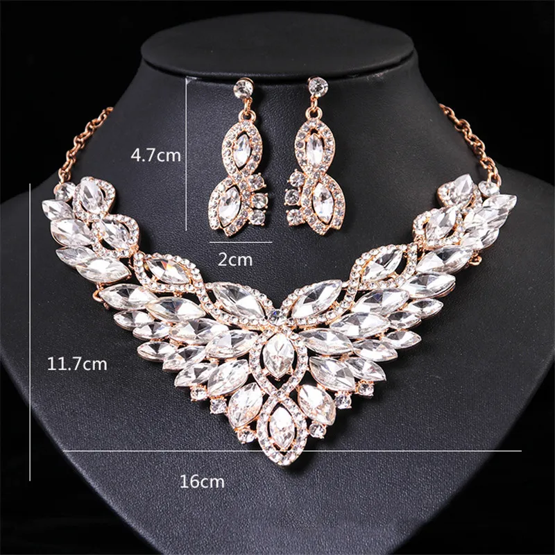 Роскошное ожерелье с большими крыльями серьги в комплекте свадебные ювелирные