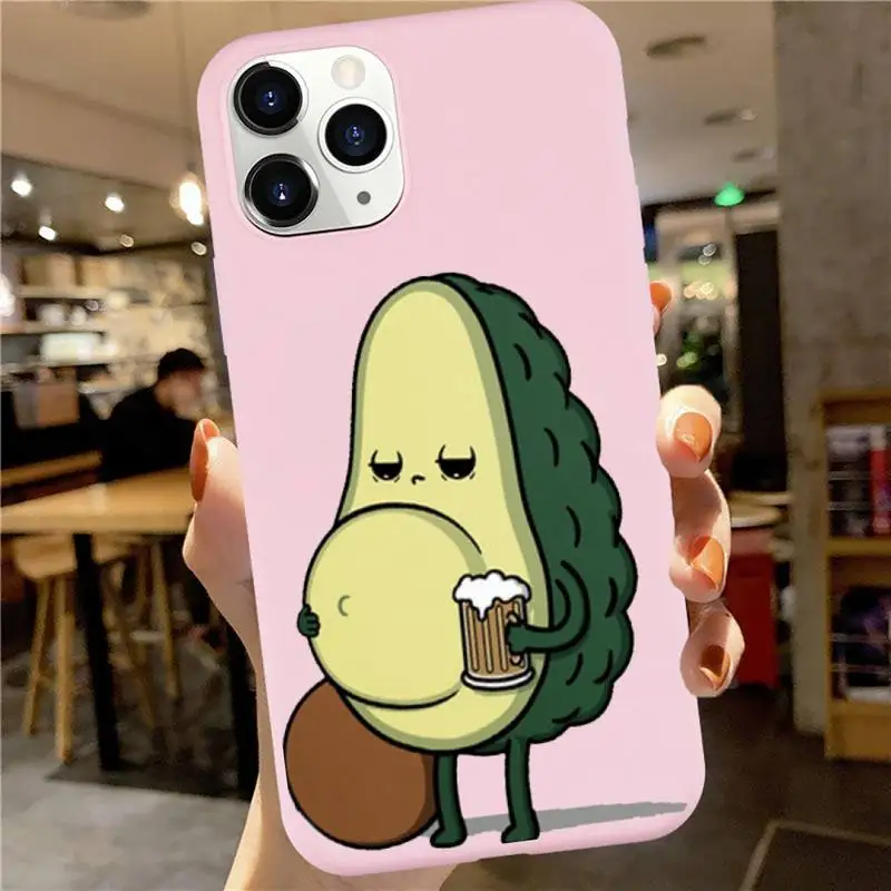 

interesting cute cartoon Avocado Phone Case Candy Color for iPhone 6 7 8 11 12 s mini pro X XS XR MAX Plus