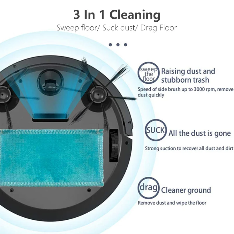 Электрическая Швабра 3 в 1 умный робот-пылесос с одним ключом перезаряжаемый