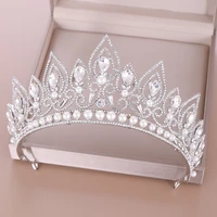 trendy silver color wedding crystal crown and tiara bride hair accessories wedding crowns hair jewelry headpieces tiara diadem