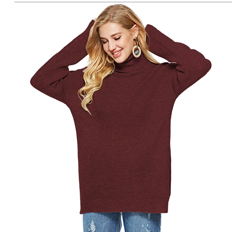 Женский Теплый свитер в полоску вязаный Повседневный пуловер с высоким