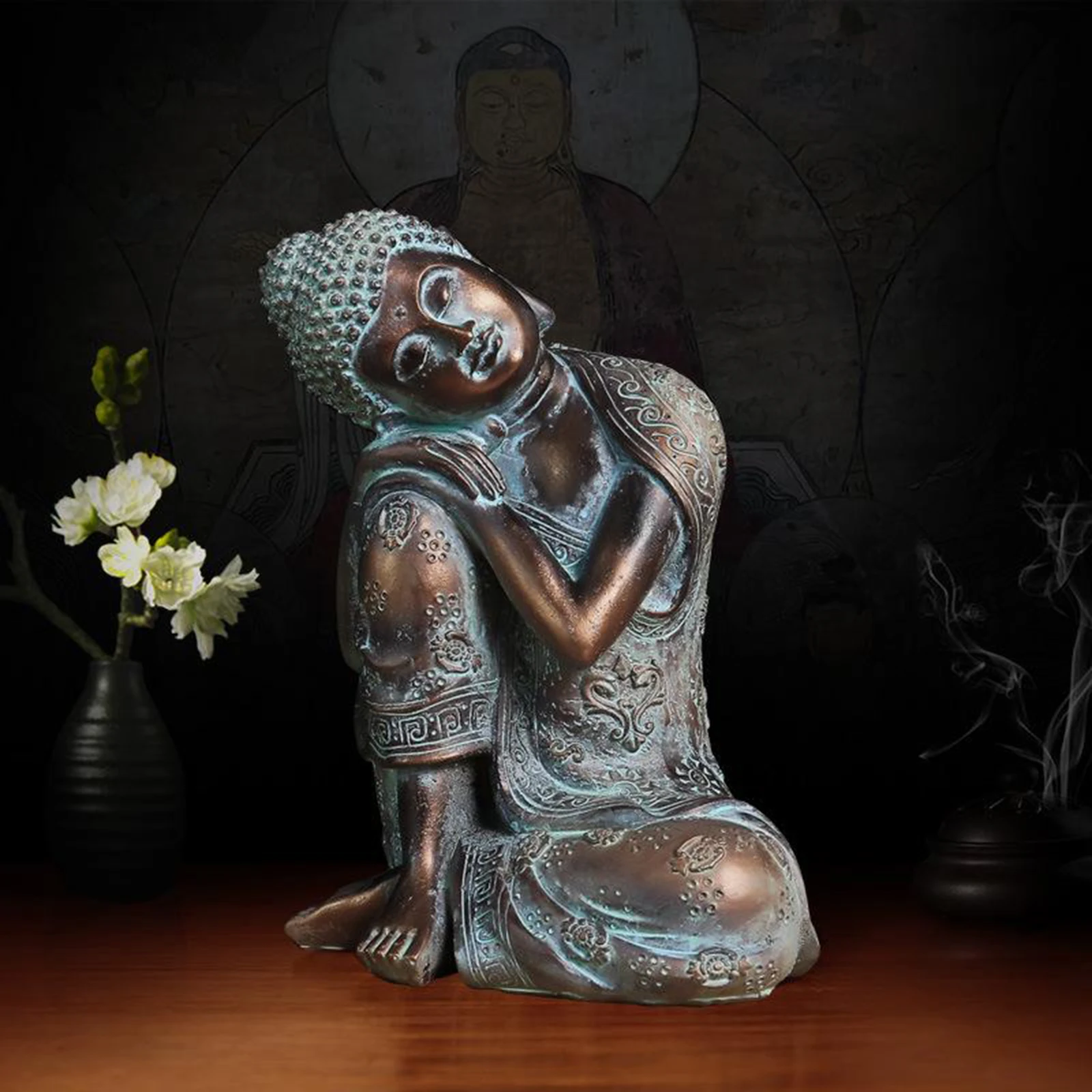 

23cm Resin Sleeping Buddha Statue Crafts Living Room Decor Creative Decoration Housewarming Gift