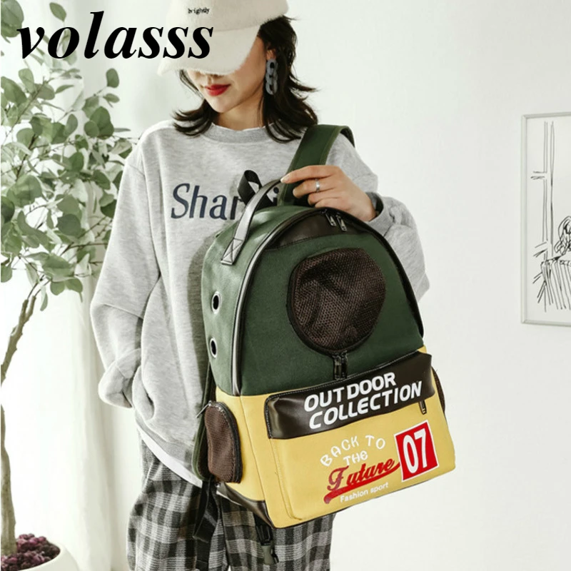 

Volasss модный рюкзак для кошек, дышащая вместительная сумка, новинка 2022, холст, для домашних животных, Котят, щенков, рюкзаки, большая вместител...