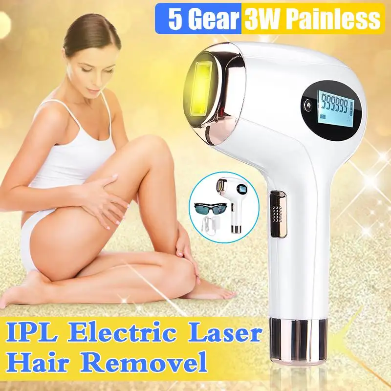 

IPL permanent laser hair removal machine, 12V painless LCD photoelectric hair removal machine, 999999 flash