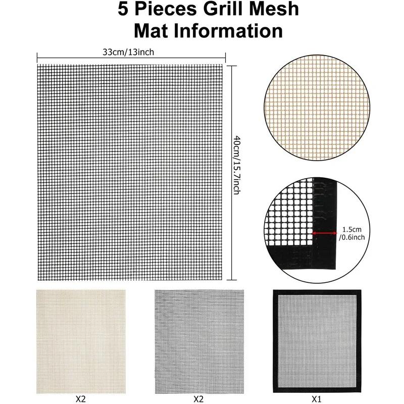 5 шт. гриль сетки коврики барбекю лист вкладыши антипригарные для жарки