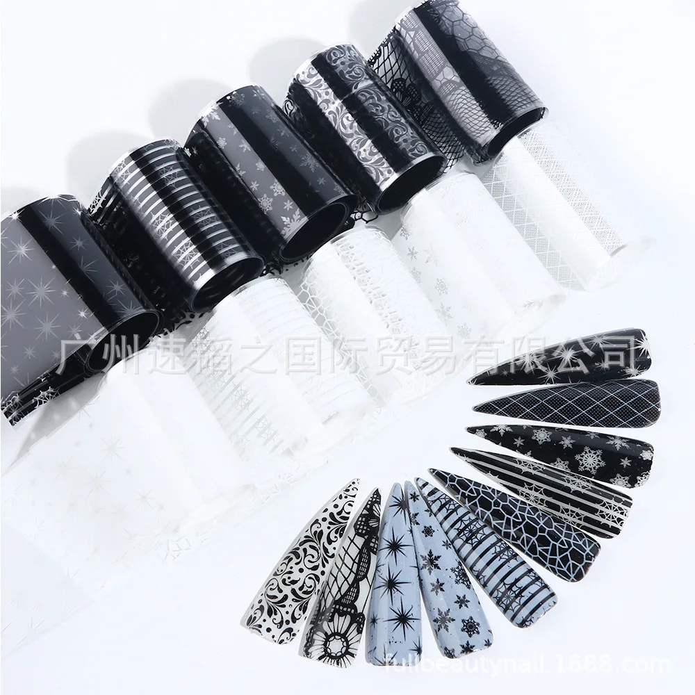 

2019 Cross-Border New Style 6 Boxed Vintage Oil Painting Flower Starry Paper Nail UV Polish Transfer Magic Color Set