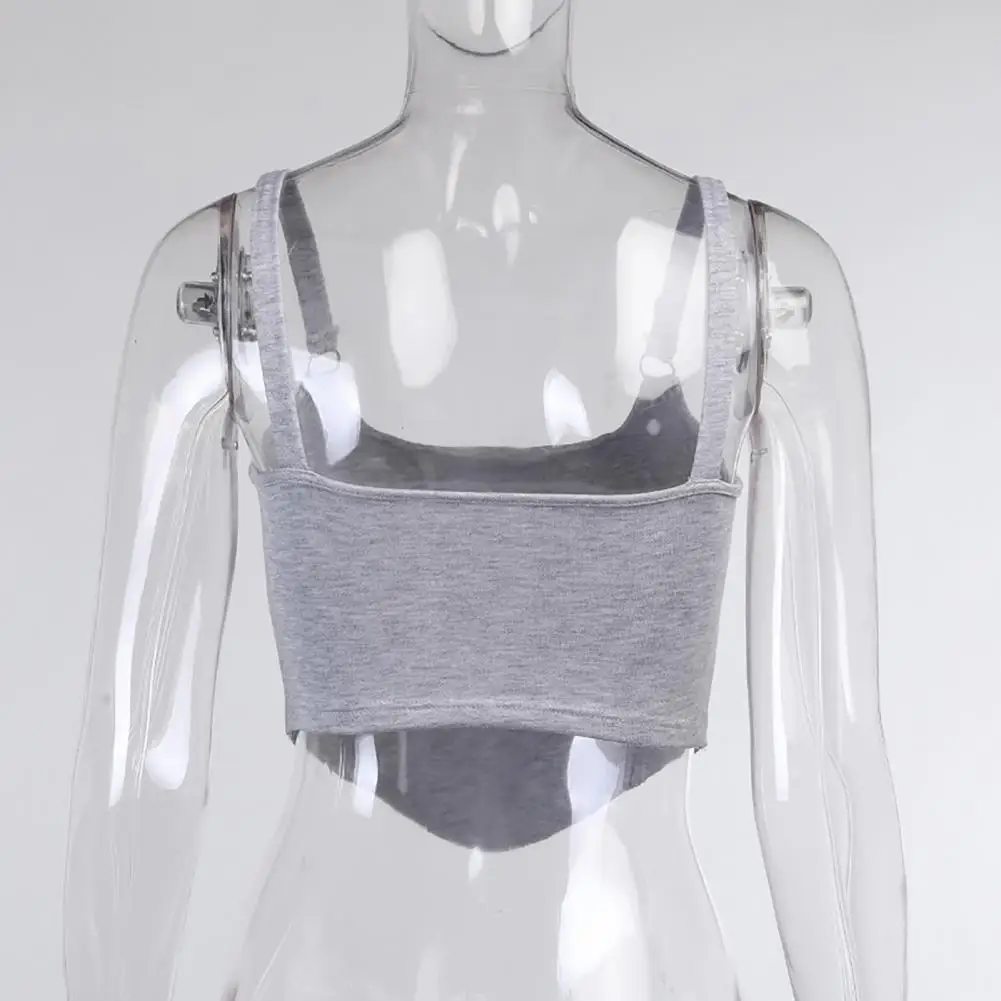 

Sexy Women Sleeveless Letter Printing Irregular Trim Camisole Crop Tank Top Vest