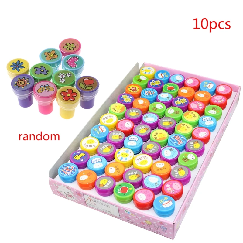 

10Pcs Kid Fun Cartoon Self Inking Rubber Stamps Scrapbooking Cute School Craft 97BE