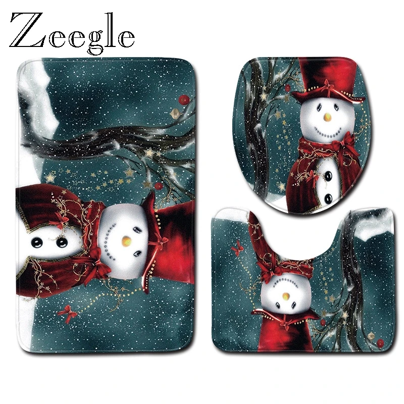 Zeegle на Рождество для детей возрастом от 3 шт. коврик ванной комнаты Набор Мягкий