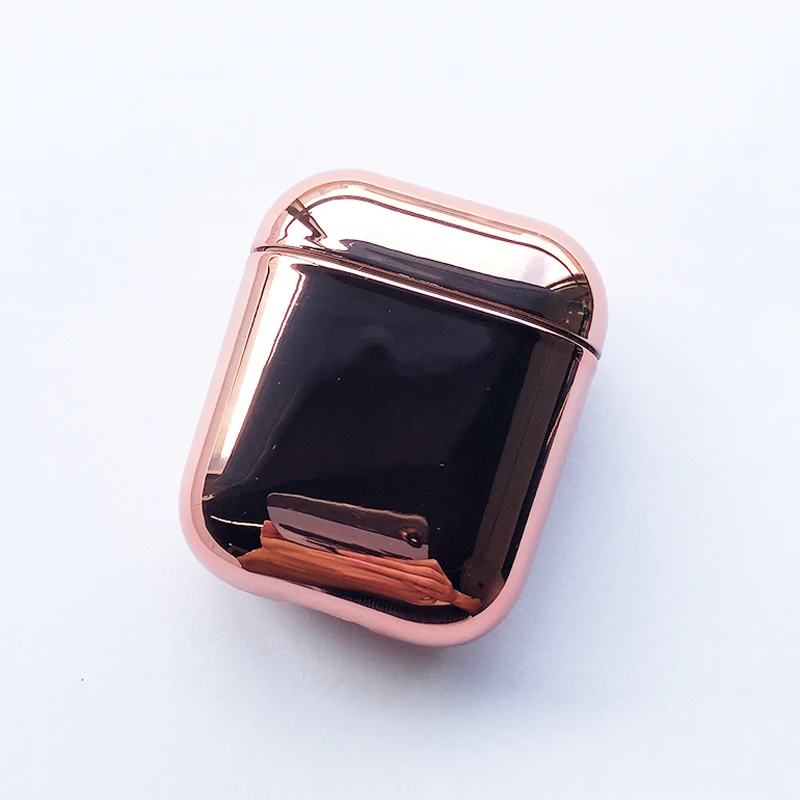 rose pink С гальваническим покрытием Жесткий Чехол для наушников для Airpods чехол противоударный чехол для наушников Защитный чехол Зарядка для Airpod 2 Наушники Coque - Цвет: rose pink