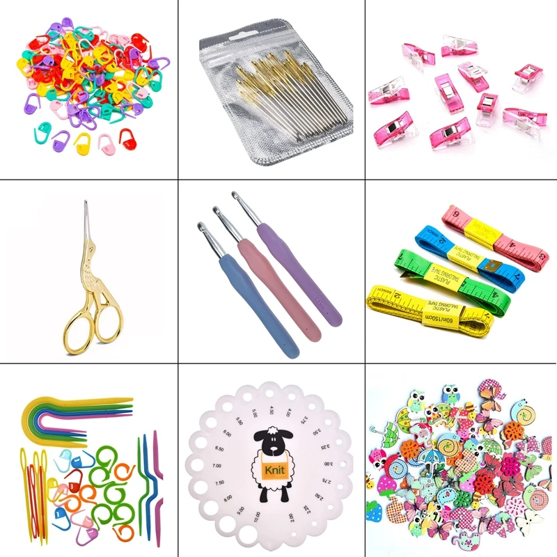

35 Styles Knitting Accessories Stitch Markers DIY Needlework Scissors Knitting Needles Craft Measure Rulers Home Sewing Tools