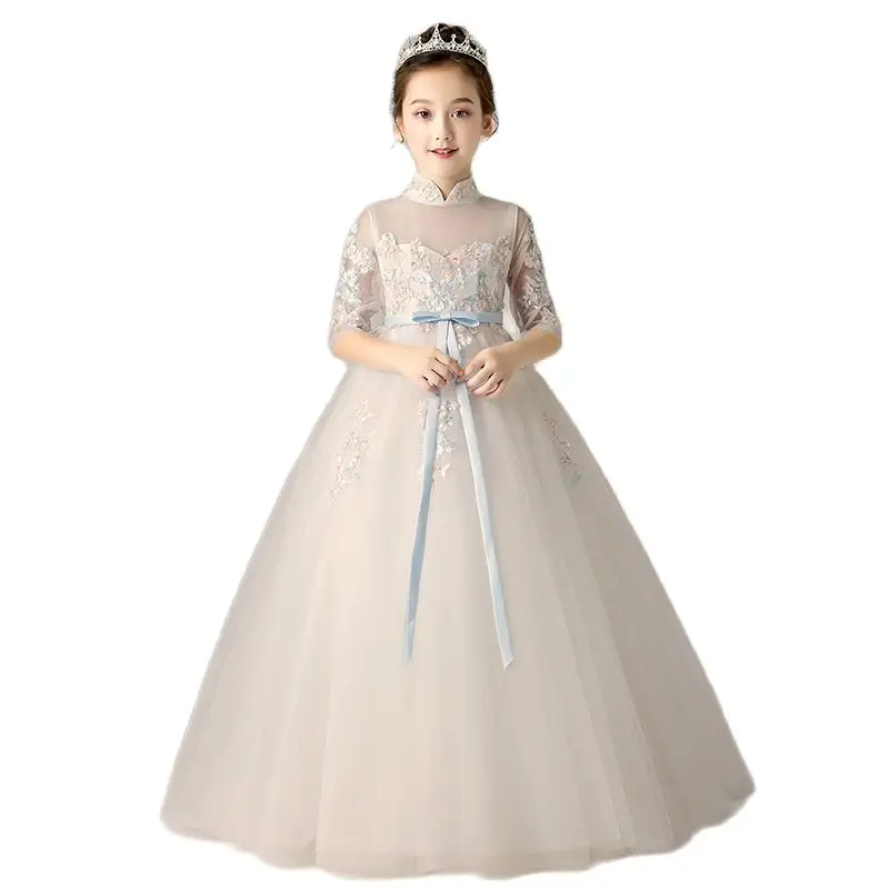 

Princess Tulle Scoop Flower Girl Dress Sashes Children First Communion Dress Ball Gown Wedding Party Dress Runway Show Pageant