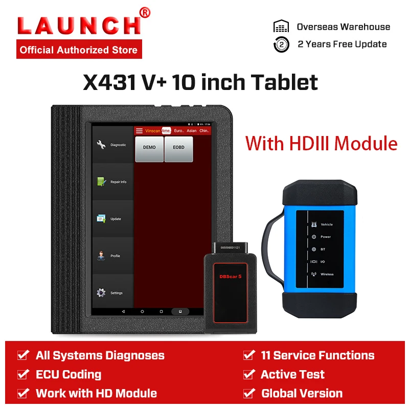 Launch X431 V+ диагностический инструмент для сканирования и HD Тяжелый грузовик диагностический модуль Wifi/Bluetooth подходит для бензинового автомобиля дизельного грузовика - Цвет: X431 V PLUS HDIII