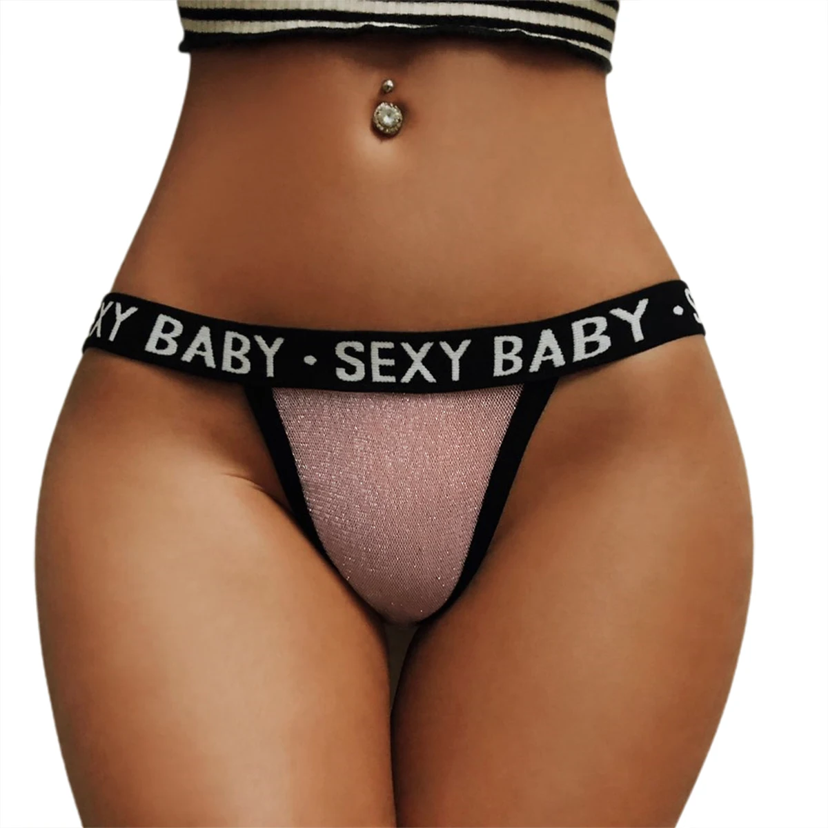 Women Sexy Underpants Low Waist Letters Pattern Elastic and Breathable Thong Panties Shiny G-String | Женская одежда