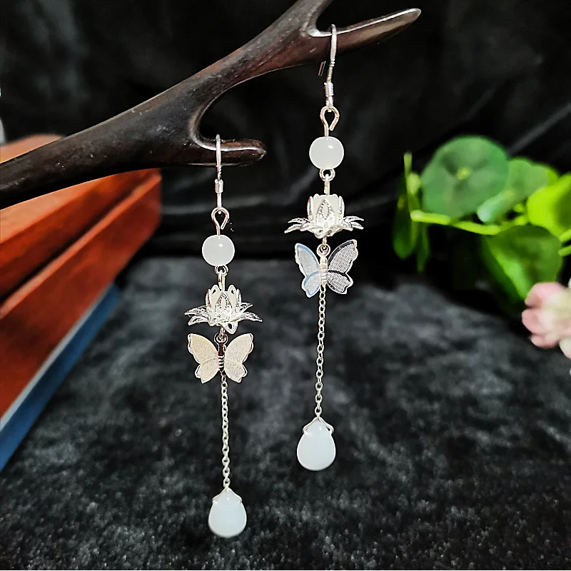 

Серебряные серьги-клипсы с ушками бабочки для косплея Tian Guan Ci Fu Hua Cheng Xie Lian, женские и мужские Студенческие аксессуары для фотосъемки в подар...