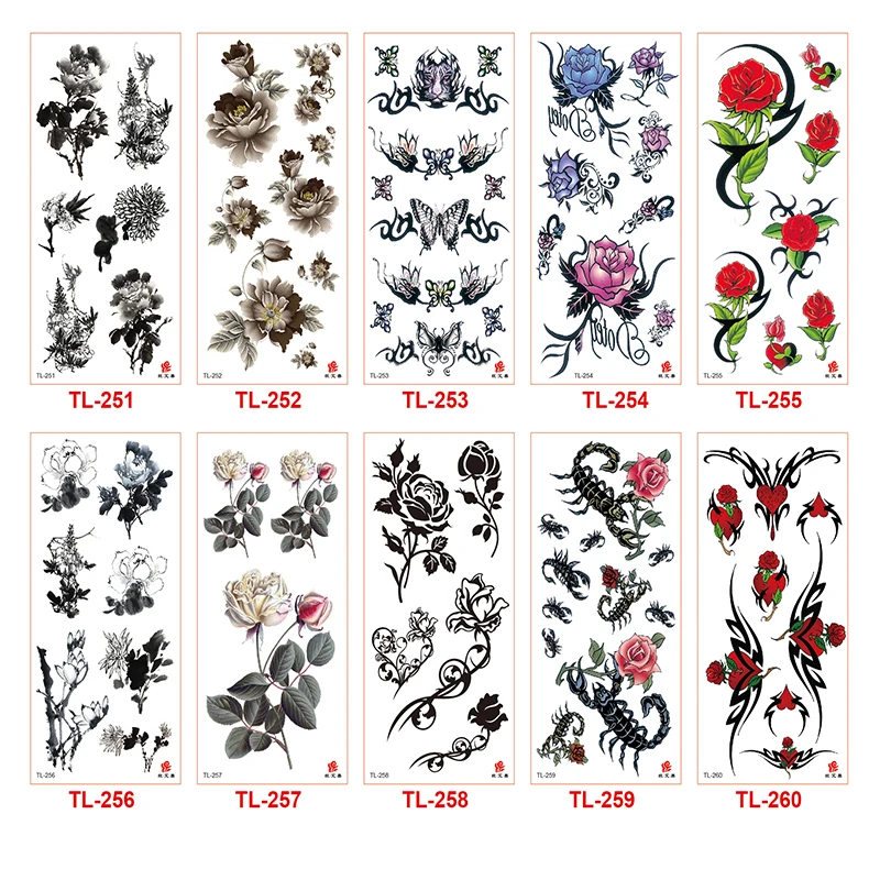 Татуировка Временная водостойкая для женщин и девушек наклейки 3D с цветами 100