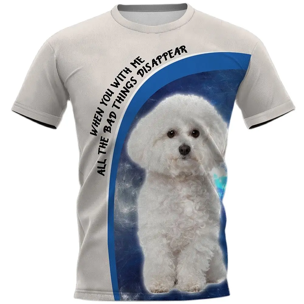 

Cloocl Bichon Frize T-shirts 3d Graphic Bad Things Disappear T Shirt Animals Pets Dogs All Printed Pullovers Tops Mens Clothing