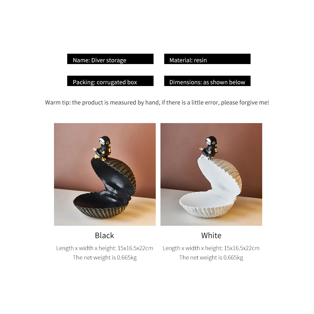 

Creative Diver Storage Shell Modern Bedroom Decoration Home Decor Jewelry Storage Container Resin Cosmetic Shell Storage Box