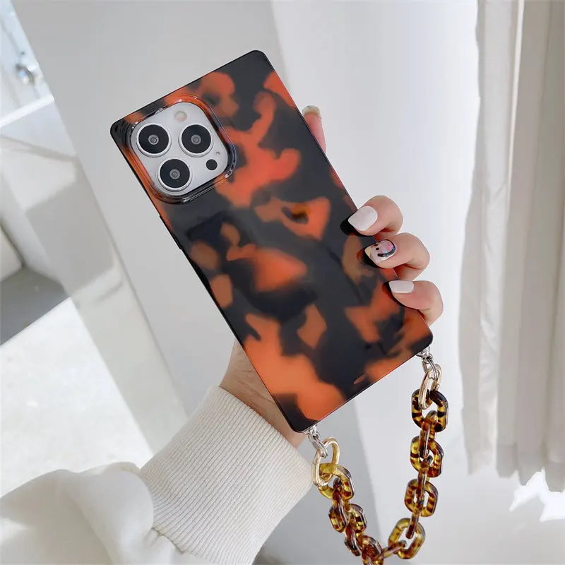 Винтажный чехол для телефона с янтарным леопардом и браслетом кристаллами iphone 13